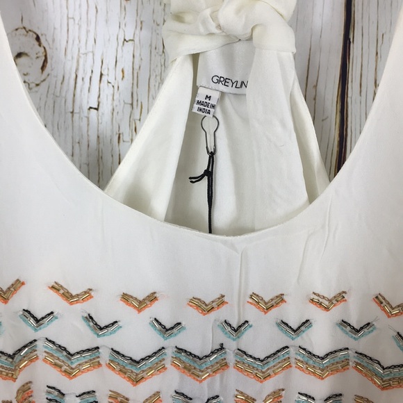 Greylin Chevron Sequined Chiffon Racerback Top - Picture 6 of 8